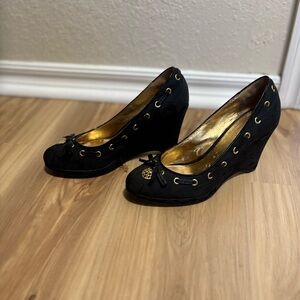 Coach Black Wedges with Gold Details